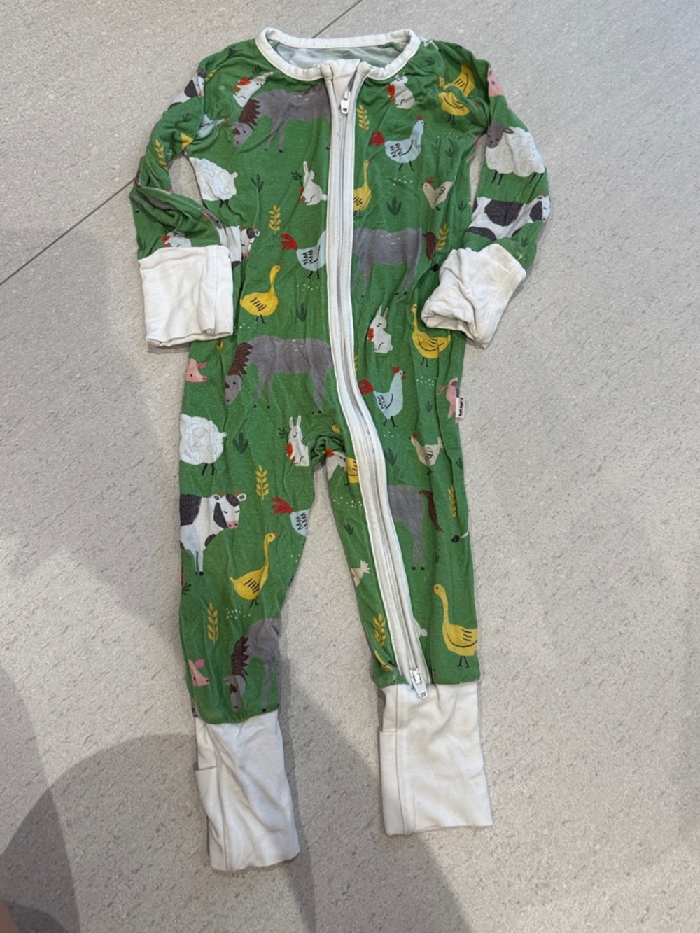 Little Sleepies Green Farm Animal Print Zippered One-Piece